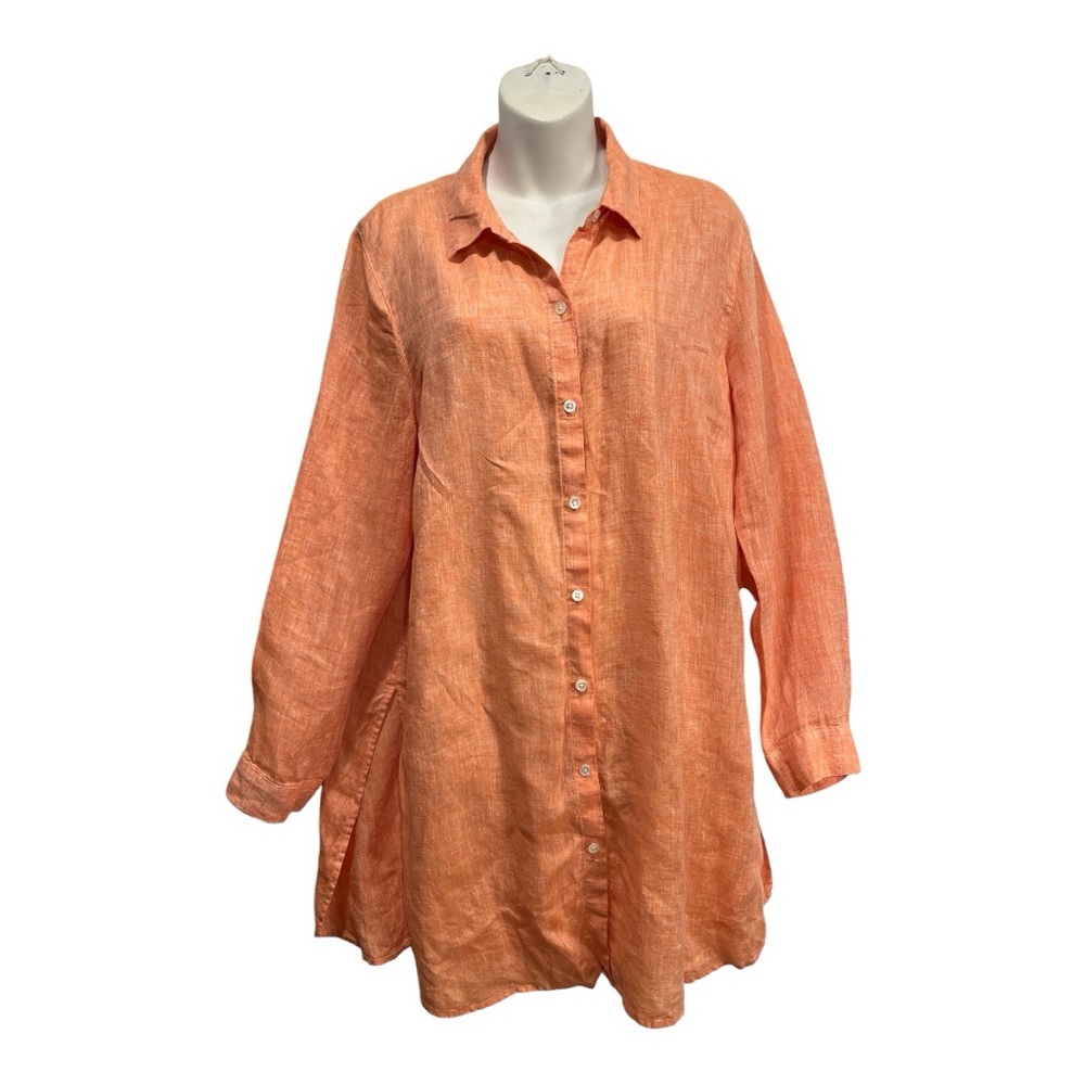 J. Jill love  Linen Button down blouse.  Size large. Peach color